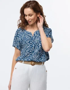 Christine Laure Chemisiers & Blouses|Hauts*Blouse bleu imprimé