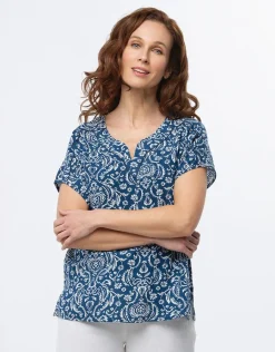 Christine Laure Chemisiers & Blouses|Hauts*Blouse bleu imprimé