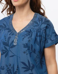 Christine Laure Hauts|Chemisiers & Blouses*Blouse bleu lyocell