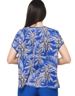 Christine Laure Chemisiers & Blouses|Hauts*Blouse bleu roi palmiers