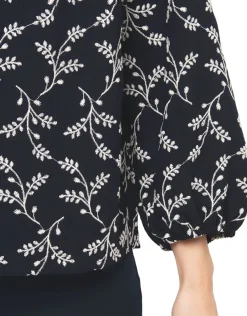 Christine Laure Chemisiers & Blouses|Hauts*Blouse brodée bleu marine