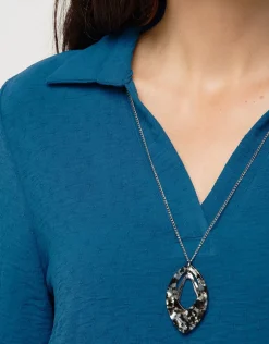 Christine Laure Chemisiers & Blouses|Hauts*Blouse col polo bleu