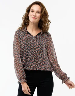 Christine Laure Chemisiers & Blouses|Hauts*Blouse crépon noir rouge