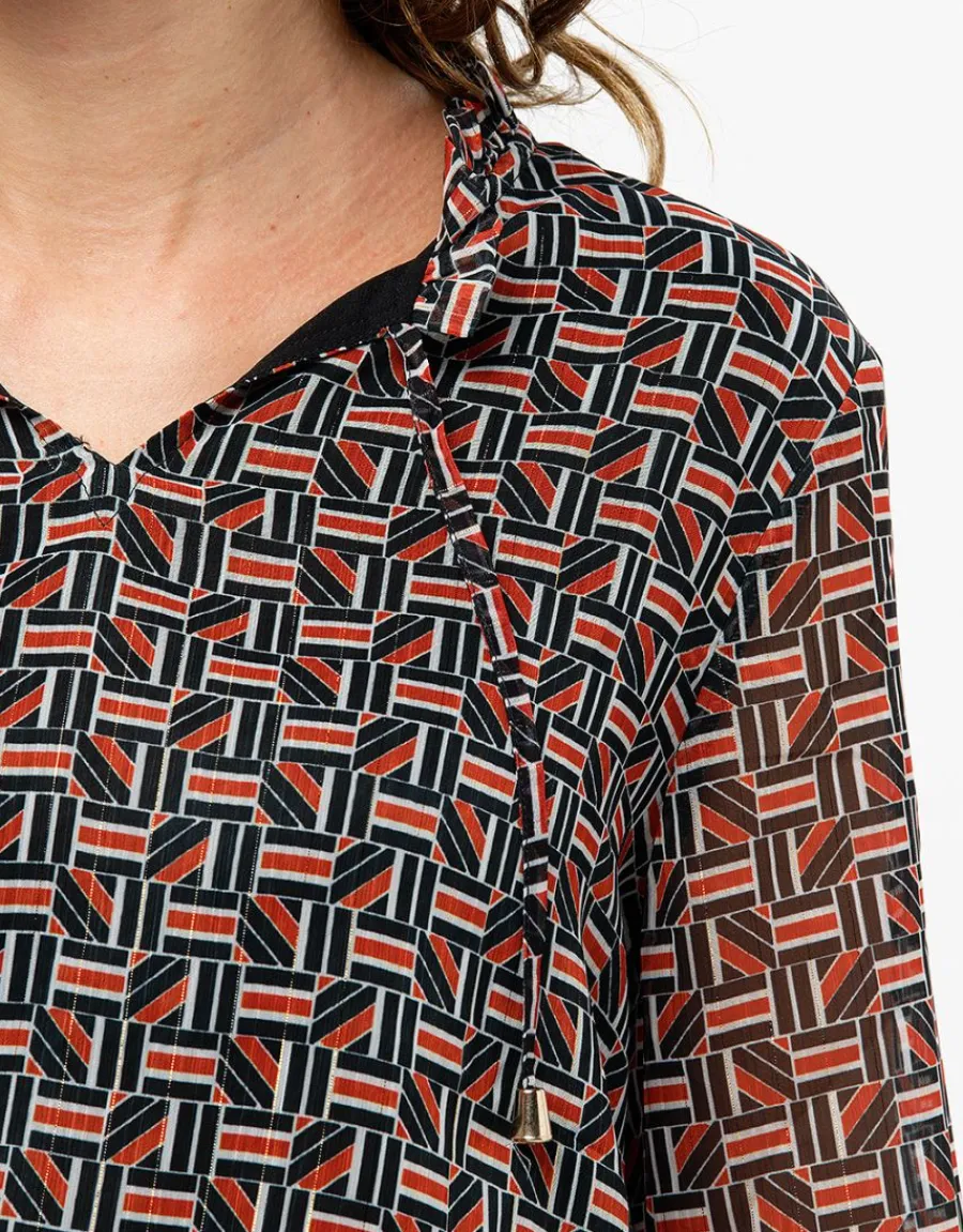 Christine Laure Chemisiers & Blouses|Hauts*Blouse crépon noir rouge