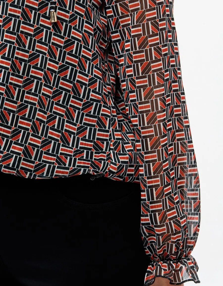 Christine Laure Chemisiers & Blouses|Hauts*Blouse crépon noir rouge