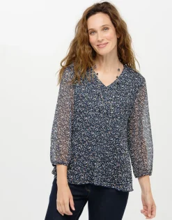 Christine Laure Chemisiers & Blouses|Hauts*Blouse fluide voile bleue