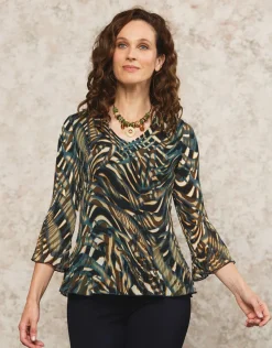 Christine Laure Chemisiers & Blouses|Hauts*Blouse kaki imprimé