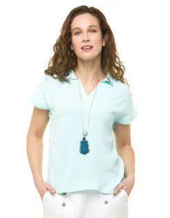 Christine Laure Chemisiers & Blouses|Hauts*Blouse polo vert menthe
