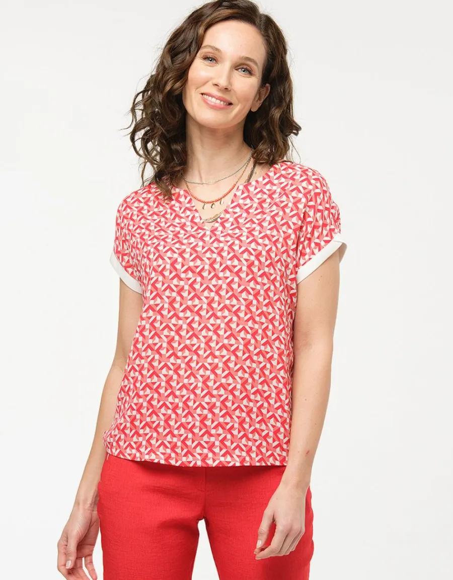 Christine Laure Chemisiers & Blouses|Hauts*Blouse rouge imprimé 60s