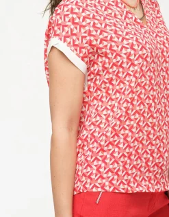 Christine Laure Chemisiers & Blouses|Hauts*Blouse rouge imprimé 60s