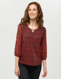 Christine Laure Chemisiers & Blouses|Hauts*Blouse rouge voile motif