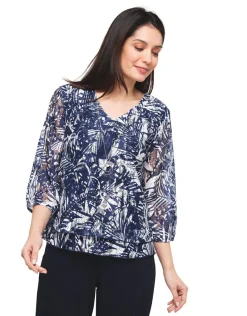 Christine Laure Chemisiers & Blouses|Hauts*Blouse résille bleu