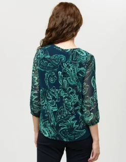 Christine Laure Chemisiers & Blouses|Hauts*Blouse verte imprimée