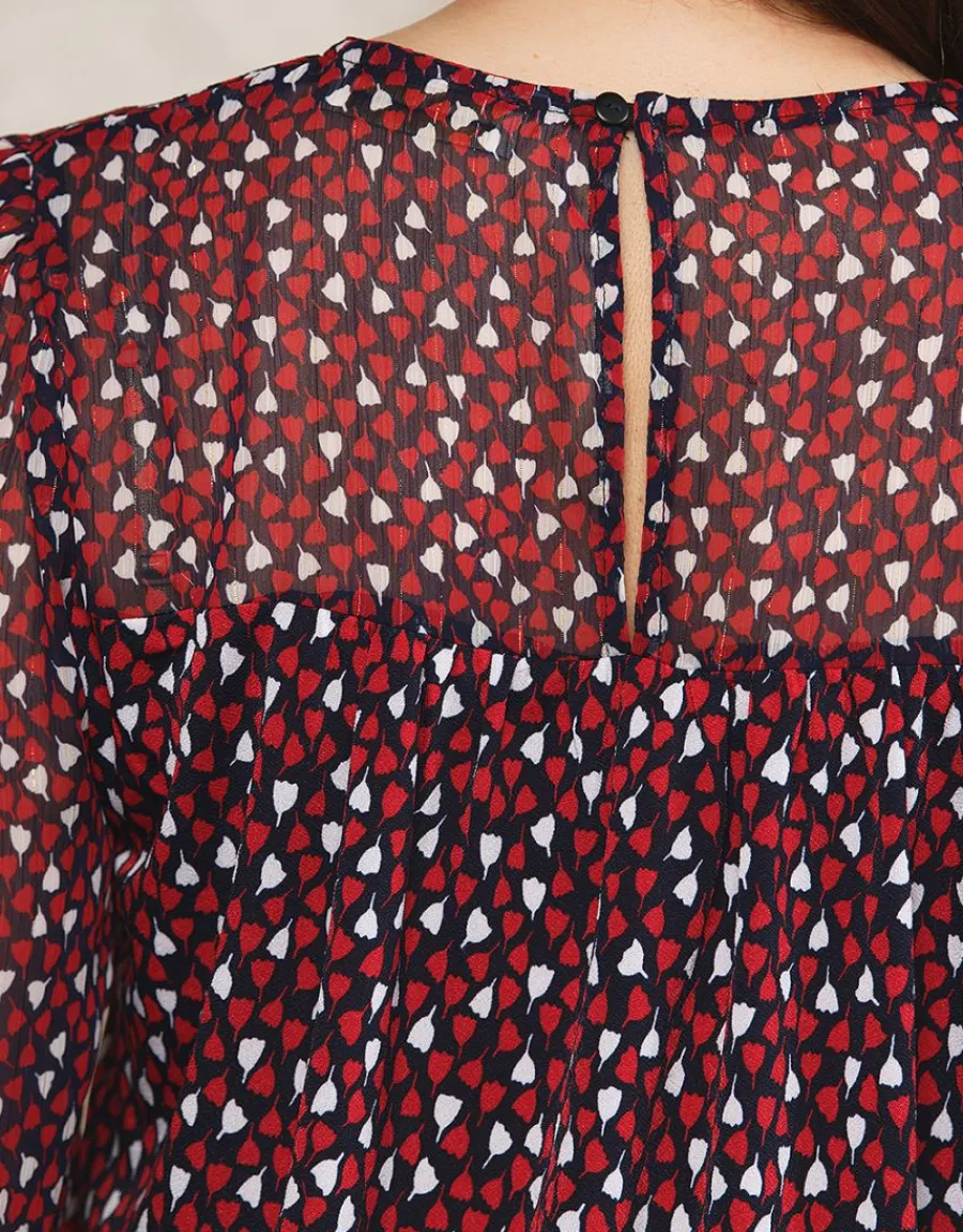 Christine Laure Chemisiers & Blouses|Hauts*Blouse volant noir motif