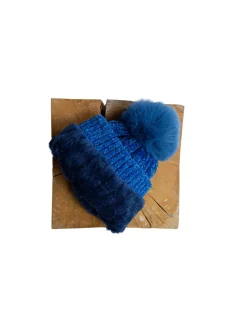 Christine Laure Accessoires*Bonnet pompon bleu