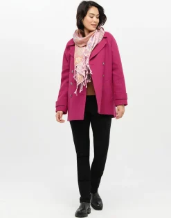 Christine Laure Manteaux|Parkas*Caban 70% laine rose