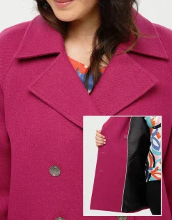 Christine Laure Manteaux|Parkas*Caban 70% laine rose