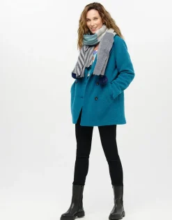 Christine Laure Manteaux|Parkas*Caban laine bleu canard