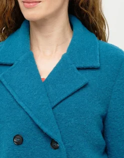 Christine Laure Manteaux|Parkas*Caban laine bleu canard