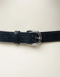 Christine Laure Maroquinerie|Accessoires*Ceinture cuir marine