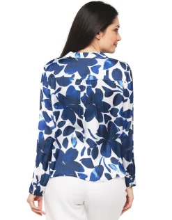 Christine Laure Chemisiers & Blouses|Hauts*Chemisier bleu fleurs
