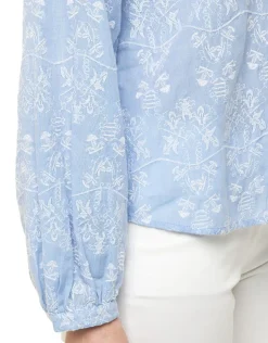 Christine Laure Chemisiers & Blouses|Hauts*Chemisier brodé bleu ciel