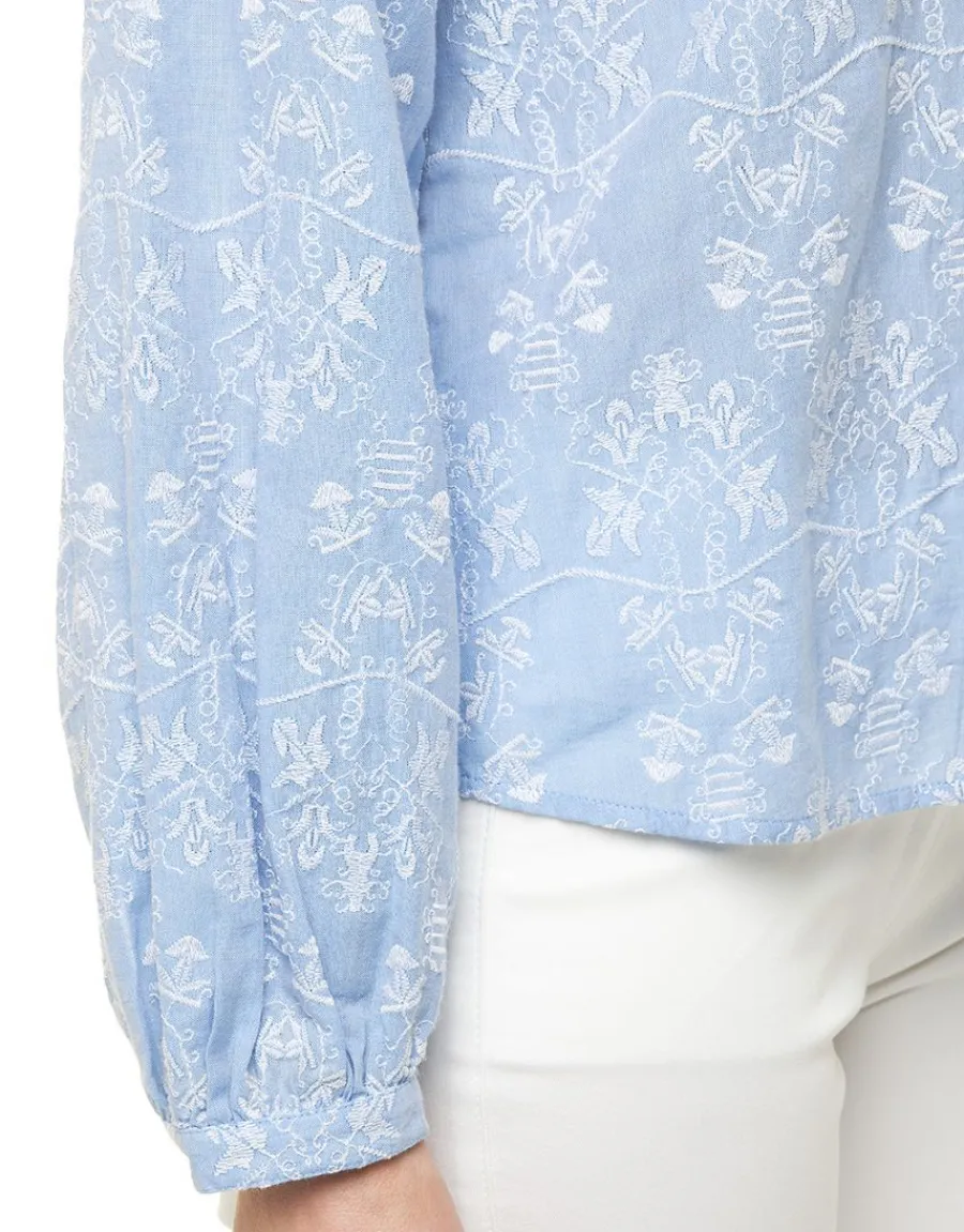 Christine Laure Chemisiers & Blouses|Hauts*Chemisier brodé bleu ciel