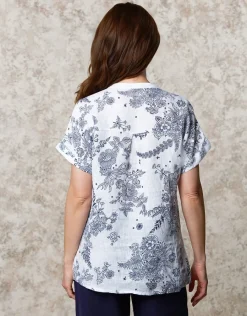 Christine Laure Chemisiers & Blouses|Hauts*Chemisier lin motif bleu