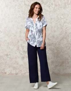 Christine Laure Chemisiers & Blouses|Hauts*Chemisier lin motif bleu