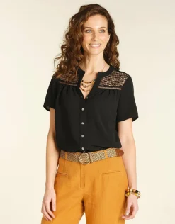 Christine Laure Chemisiers & Blouses|Hauts*Chemisier noire dentelle