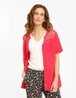 Christine Laure Chemisiers & Blouses|Hauts*Chemisier rouge 100% lin
