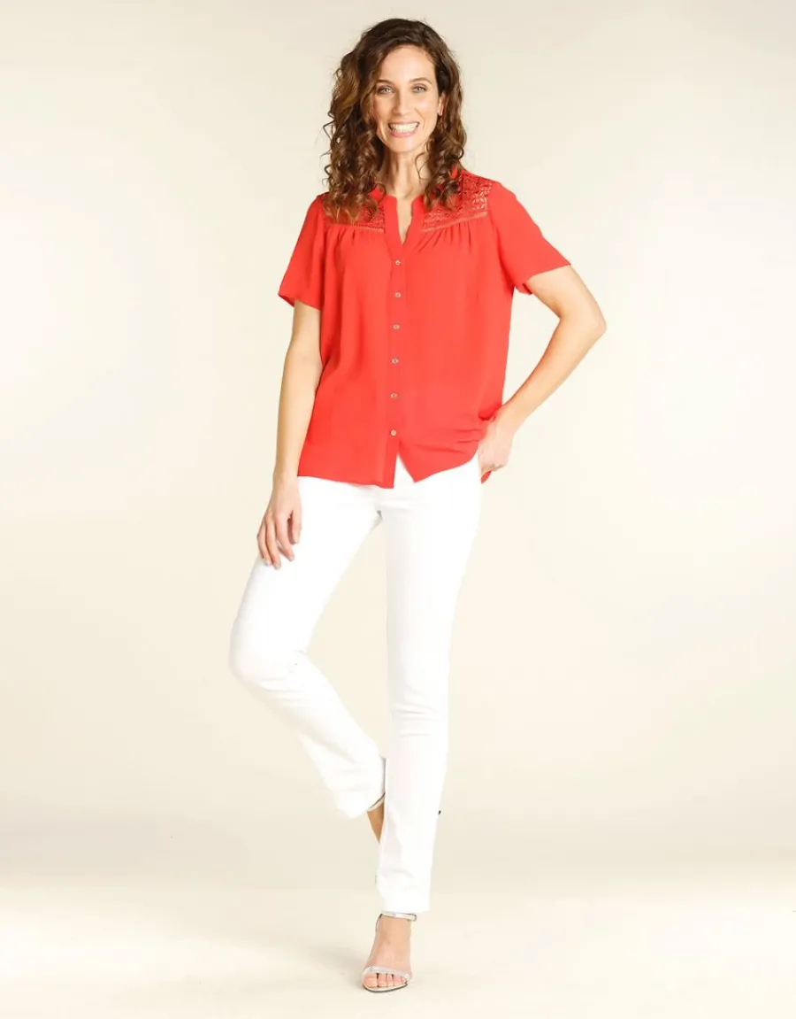 Christine Laure Chemisiers & Blouses|Hauts*Chemisier rouge dentelle