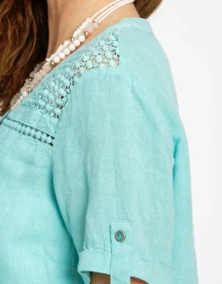 Christine Laure Chemisiers & Blouses|Hauts*Chemisier vert 100% lin