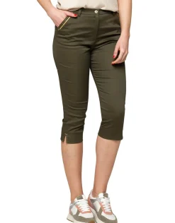 Christine Laure Pantacourts*Corsaire coton vert kaki