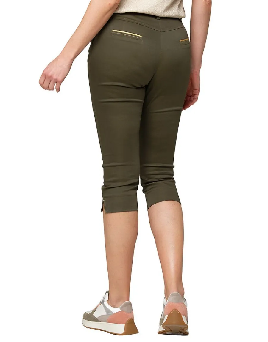 Christine Laure Pantacourts*Corsaire coton vert kaki