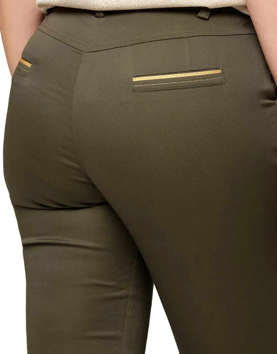 Christine Laure Pantacourts*Corsaire coton vert kaki