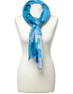 Christine Laure Foulards|Accessoires*Foulard bleu motif fleuri