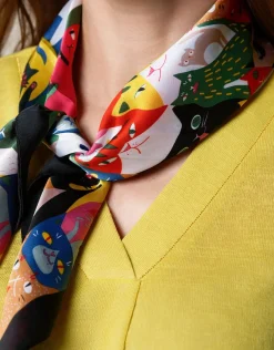 Christine Laure Foulards|Accessoires*Foulard noir motif chat