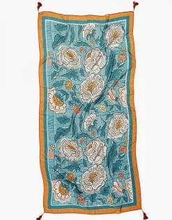 Christine Laure Foulards|Accessoires*Foulard vert ocre fleuri