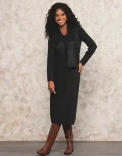 Christine Laure Gilets|Maille*Gilet 2 en 1 noir sequins