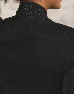 Christine Laure Gilets|Maille*Gilet 2 en 1 noir sequins