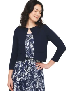 Christine Laure Gilets|Maille*Gilet boléro bleu léger