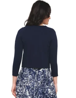 Christine Laure Gilets|Maille*Gilet boléro bleu léger