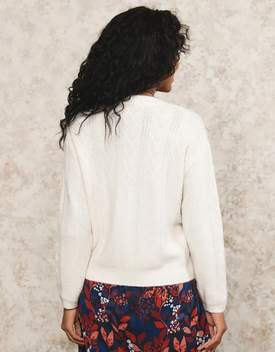 Christine Laure Gilets|Maille*Gilet chaud maille écru