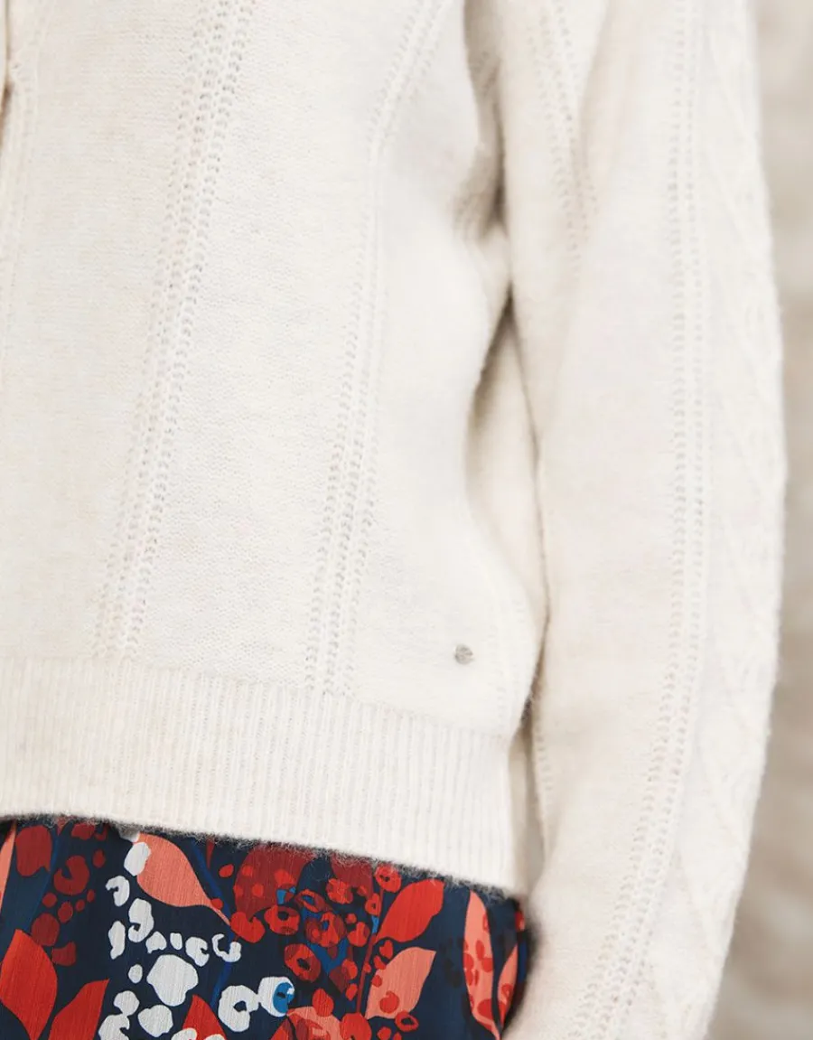 Christine Laure Gilets|Maille*Gilet chaud maille écru