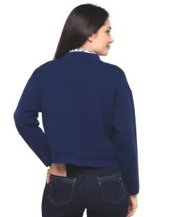 Christine Laure Gilets|Maille*Gilet col chemisier bleu