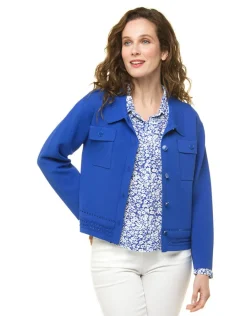 Christine Laure Gilets|Maille*Gilet col chemisier bleu