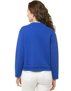 Christine Laure Gilets|Maille*Gilet col chemisier bleu