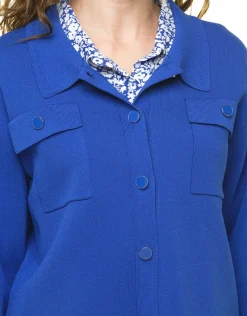 Christine Laure Gilets|Maille*Gilet col chemisier bleu