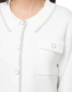 Christine Laure Gilets|Maille*Gilet col chemisier écru